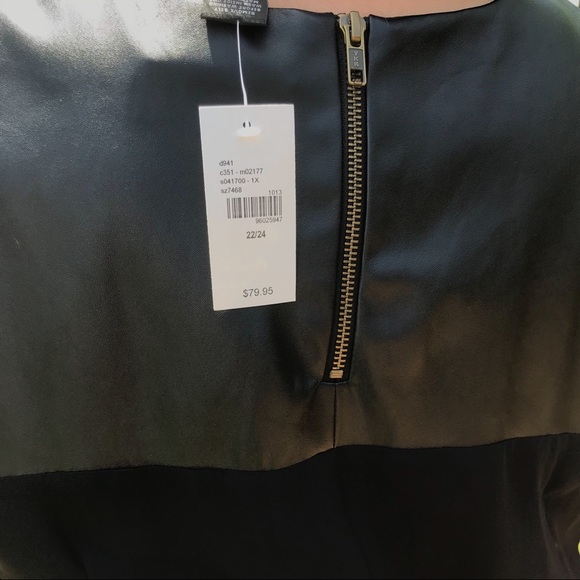 Lane Bryant | Pleather Trimmed Black Dress 22/24 - Picture 4 of 6